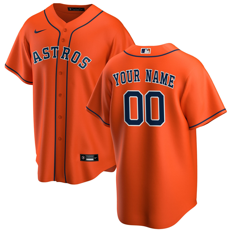 2020 MLB Men Houston Astros Nike Orange Alternate 2020 Replica Custom Jersey 1->houston astros->MLB Jersey
